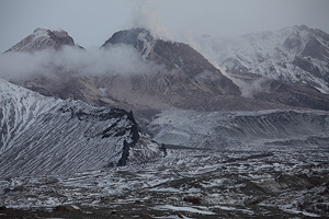 Lava dome of Shiveluch Volcano at dawn