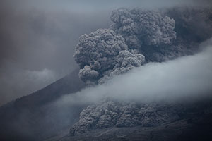 Pyroclastic Flow under grey skies, Sinabung Volcano