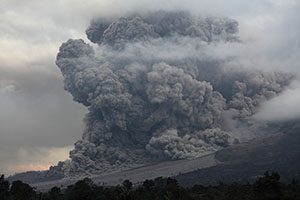 Pyroclastic flow at Sinabung Volcano