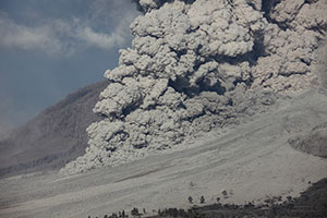Pyroclastic Flow in sunlight, Sinabung Volcano