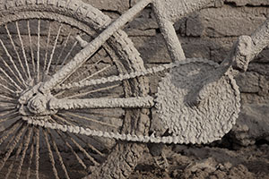 Bike chain coated in ash, Sinabung Volcano