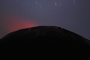 Soputan volcano, weak incandescence on lava dome, June 2014