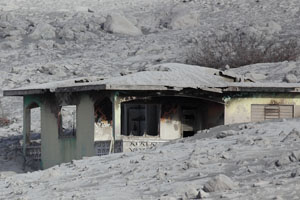 House Burnt by Pyroclastic Flow, Kinsale, Plymouth, Montserrat