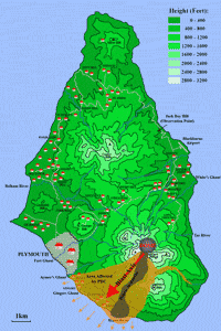 Map Montserrat, extent 26 December, Boxing Day, 1997 Pyroclastic flows