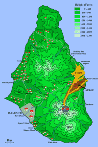 Map Montserrat, extent 21 September 1997 Pyroclastic flows