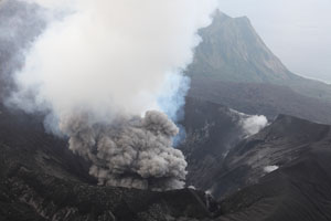 Suwanosejima volcano, vulcanian eruption, O-take crater, Sakuchi caldera