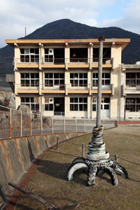 Ohnokoba Elementary School burnt by Pyroclastic flows Unzen Volcano