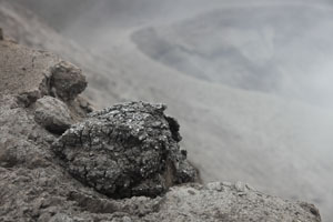 Volcanic bomb on rim of Yasur Volcano