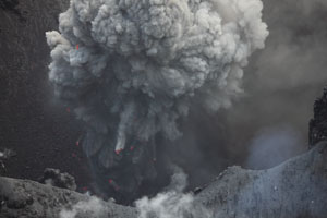 Ash eruption from south crater, Yasur volcano