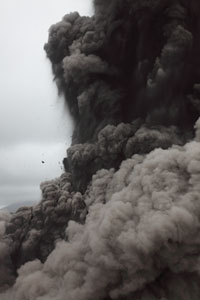 North crater eruption Yasur volcano, huge ash cloud