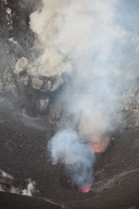 3 vents erupting in south crater of Yasur
