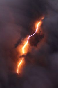 Lightning in ash cloud, Yasur volcano